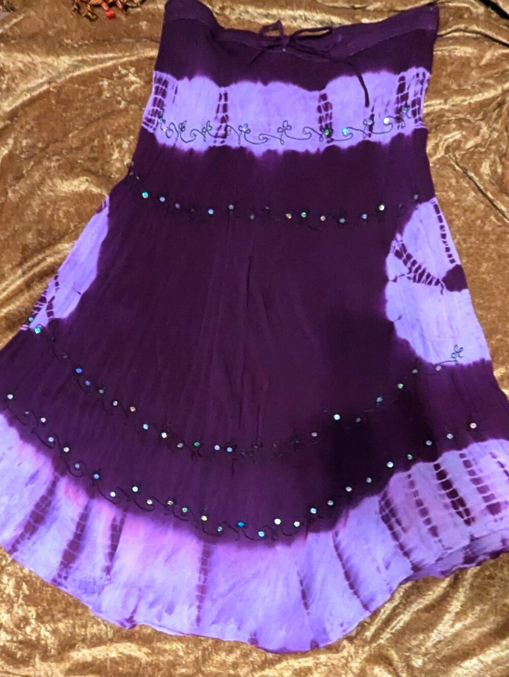 Vintage Apple Candy Embellished Tye Dye Boho Style Skirt Size Large